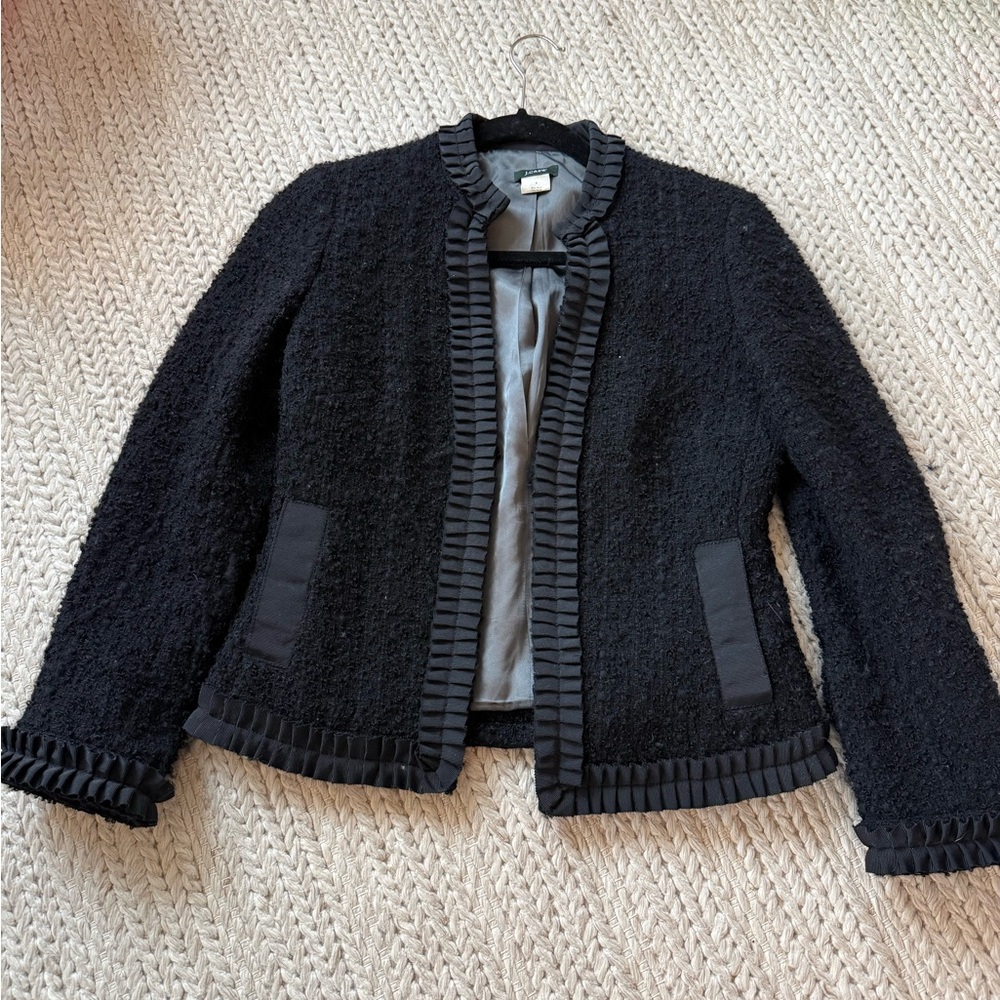 J Crew black boucle jacket